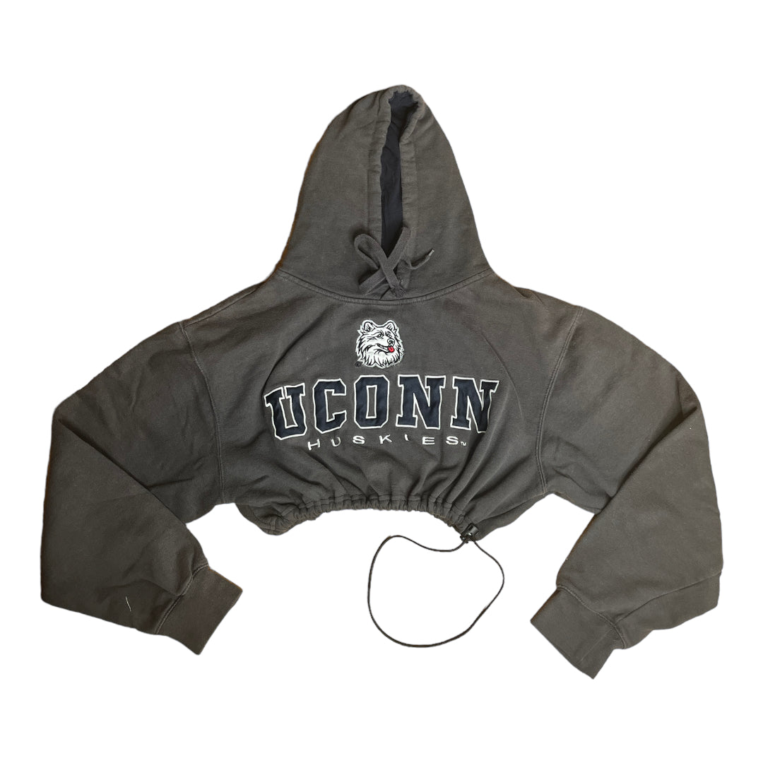 UCONN Reworked Custom Drawstring Crop Hoodie Sweatshirt