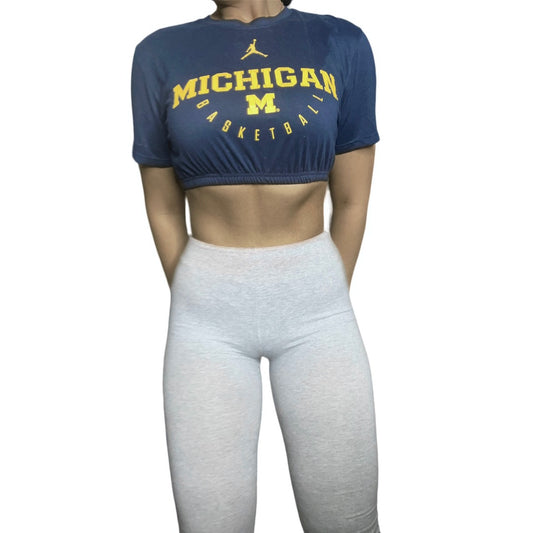 U of Michigan Basketball Reworked Crop Top