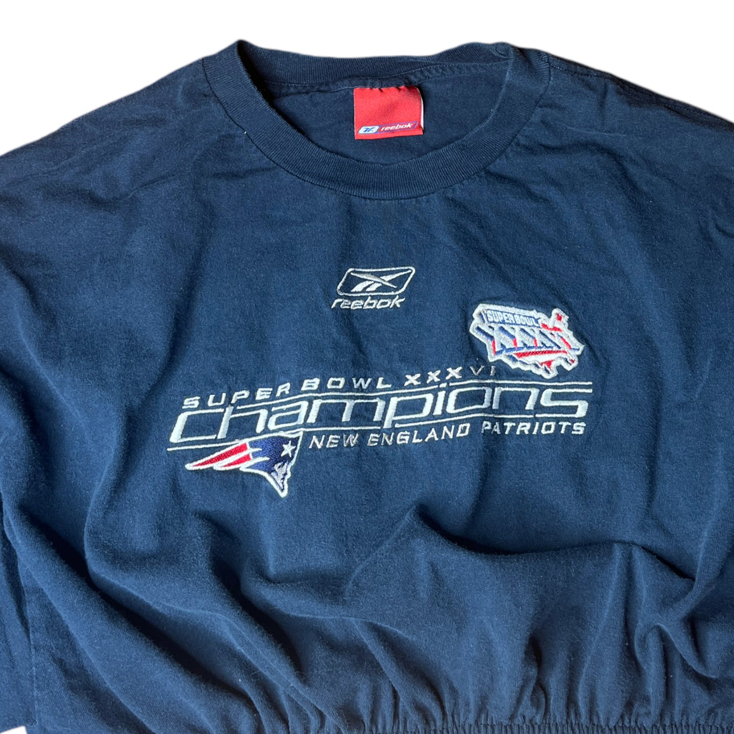 New England Patriots Reworked Vintage Long sleeve Crop Top