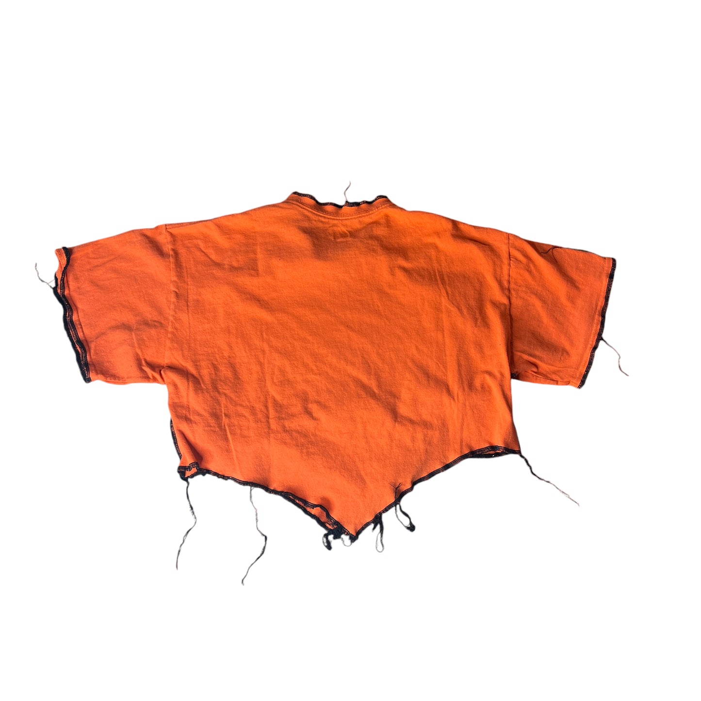 Baltimore Orioles Reworked Contrast Stitch Asymmetrical Crop Top