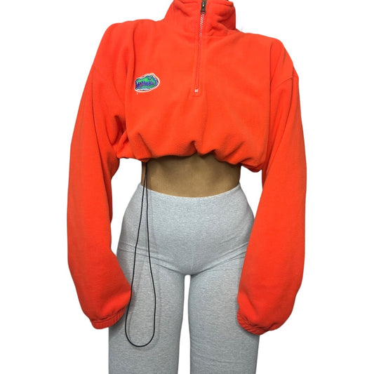 University of Florida Reworked Crop Drawstring Fleece Saeatshirt