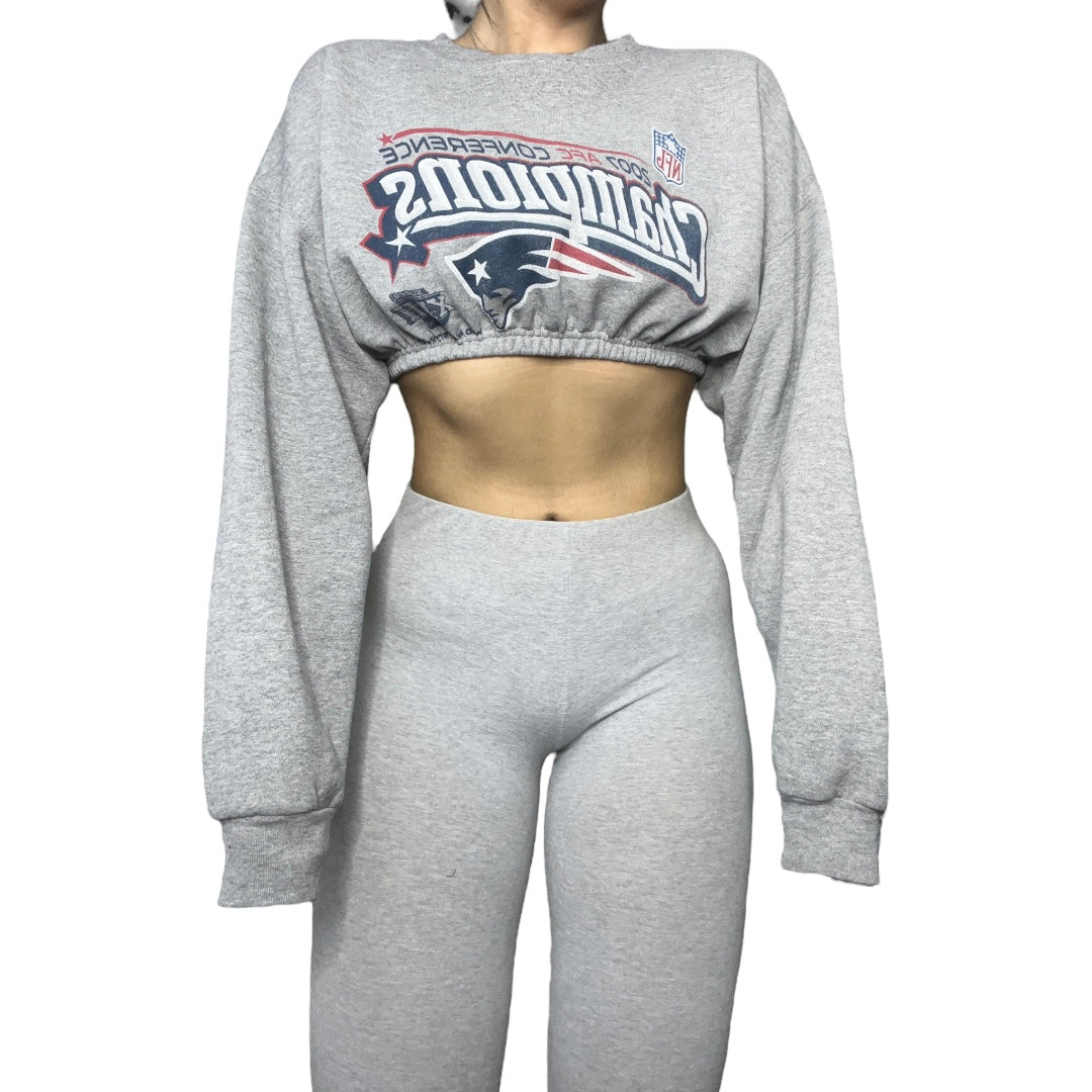 New England Patriots Reworked Championship Crop Crewneck