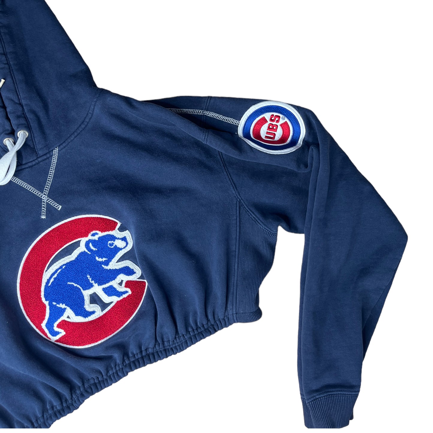 Chicago Cubs Reworked Crop Hoodie Sweatshirt