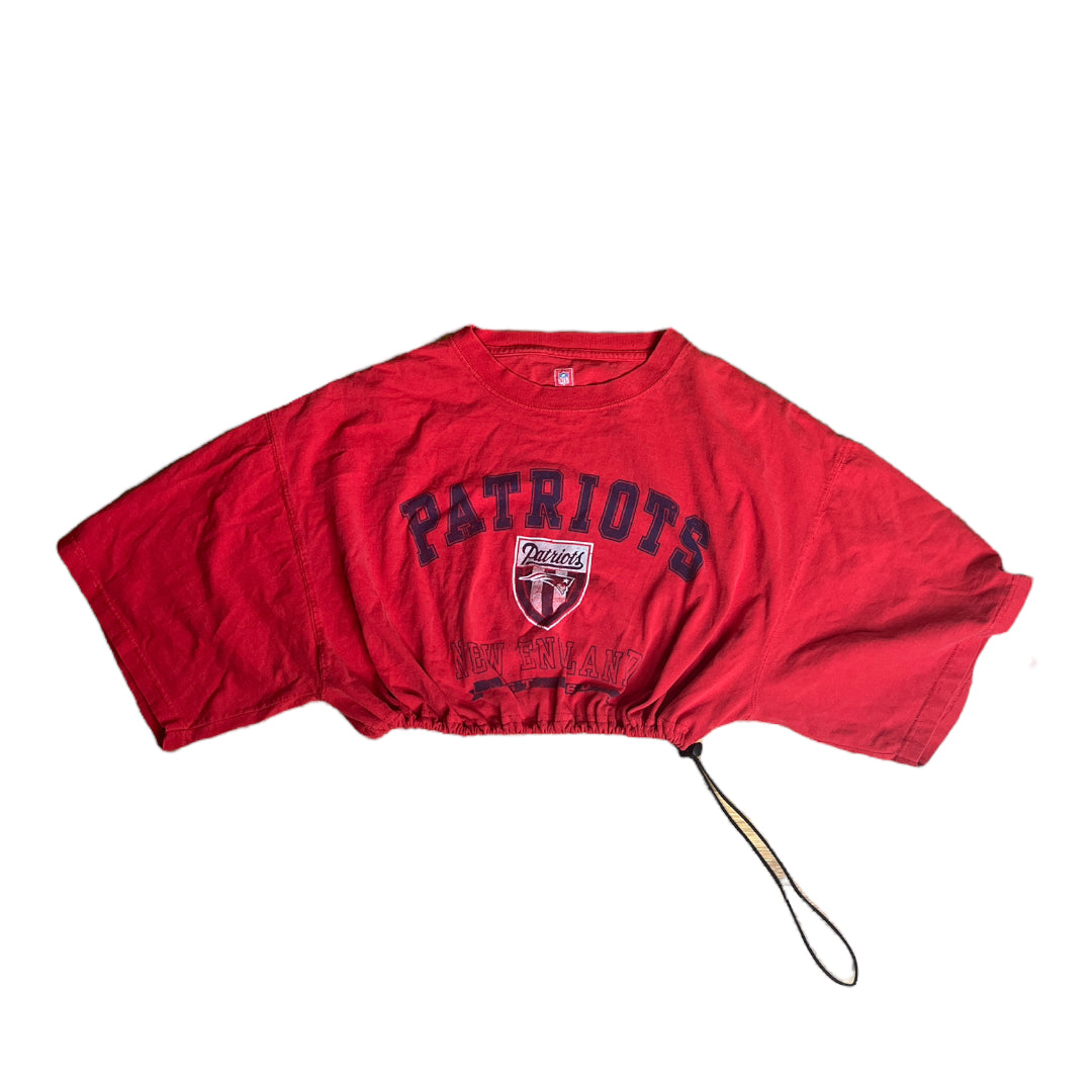 New England Patriots Reworked Drawstring Pull Waist Crop Top