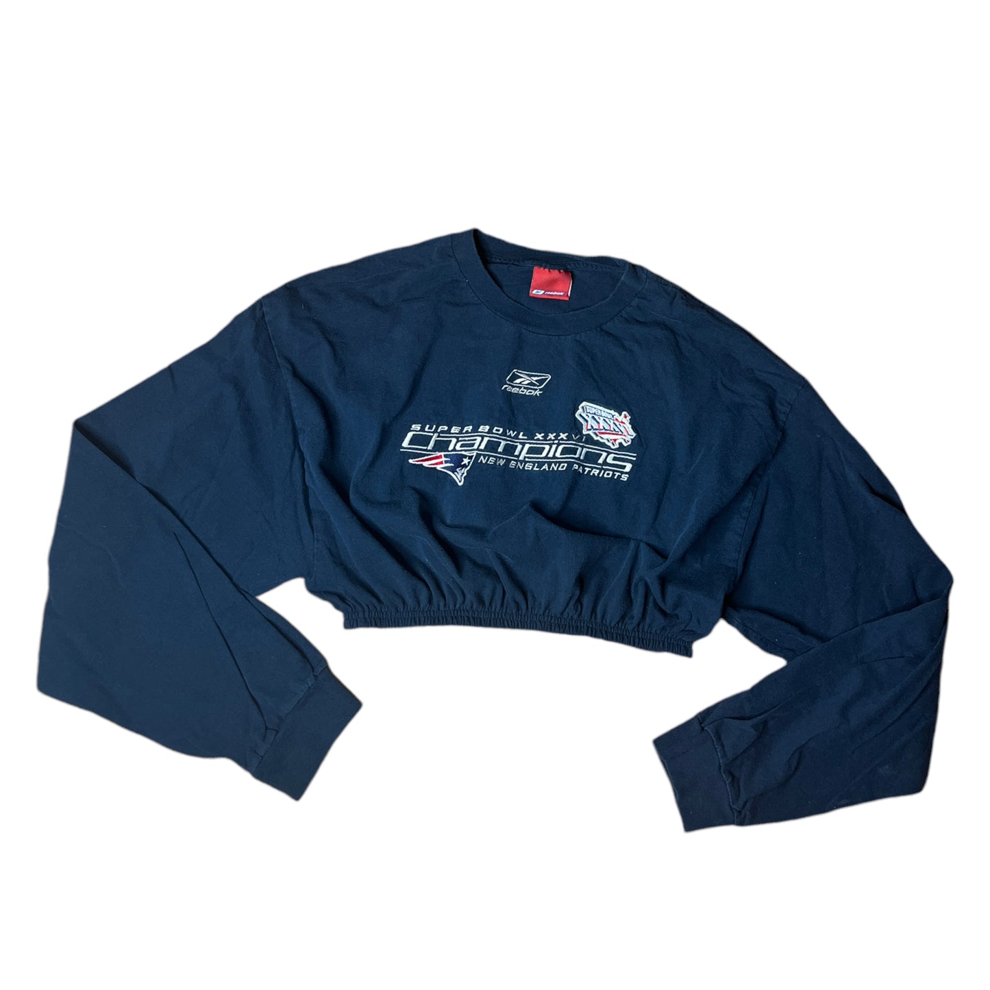 New England Patriots Reworked Vintage Long sleeve Crop Top