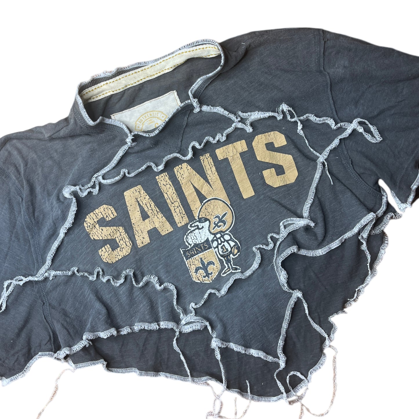 New Orleans Saints Reworked Contrast Stitch Crop Top