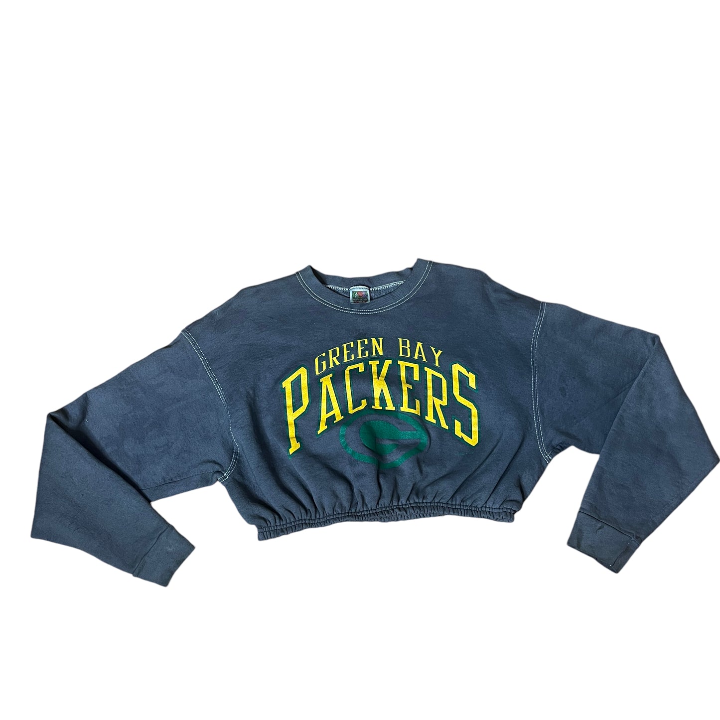 Green Bay Packers Vintage Reworked Custom Cropped Crewneck Sweatshirt