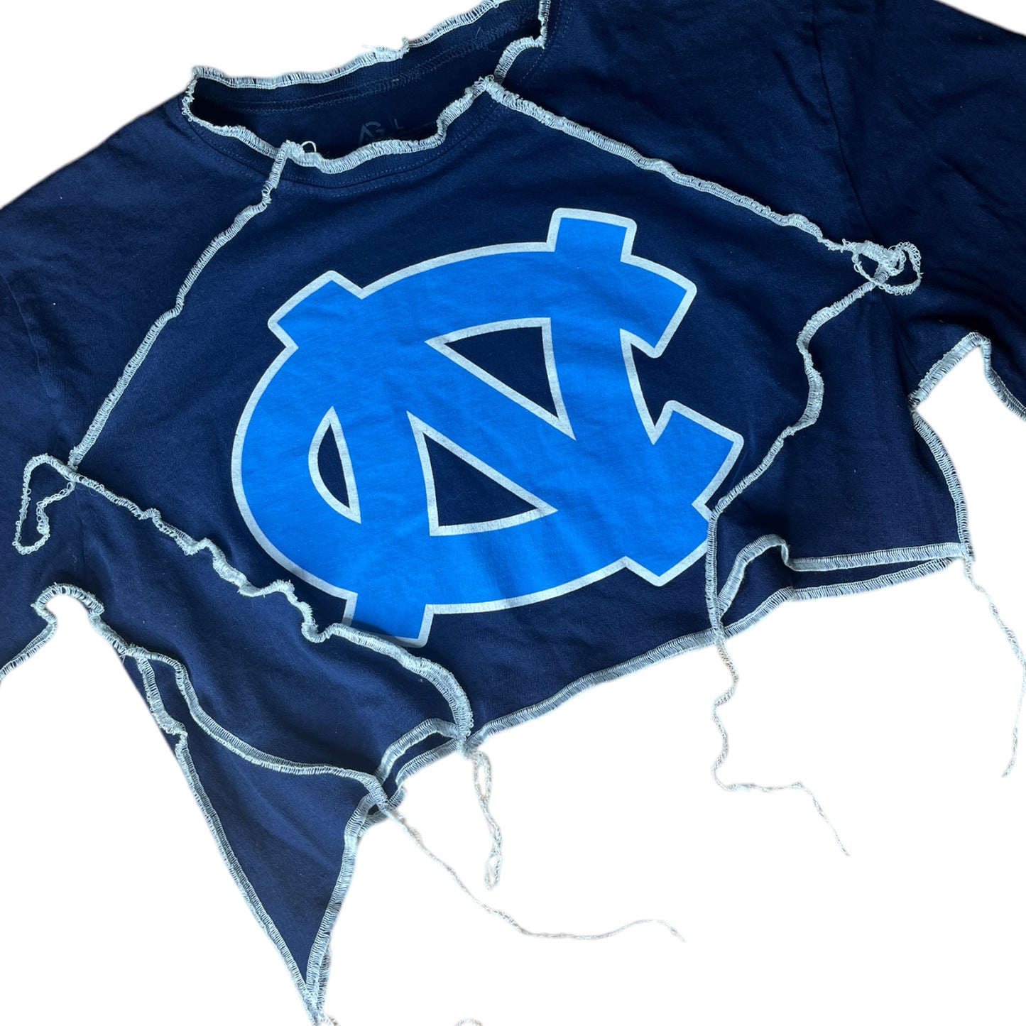 University of North Carolina Reworked Contrast Stitch Crop Top