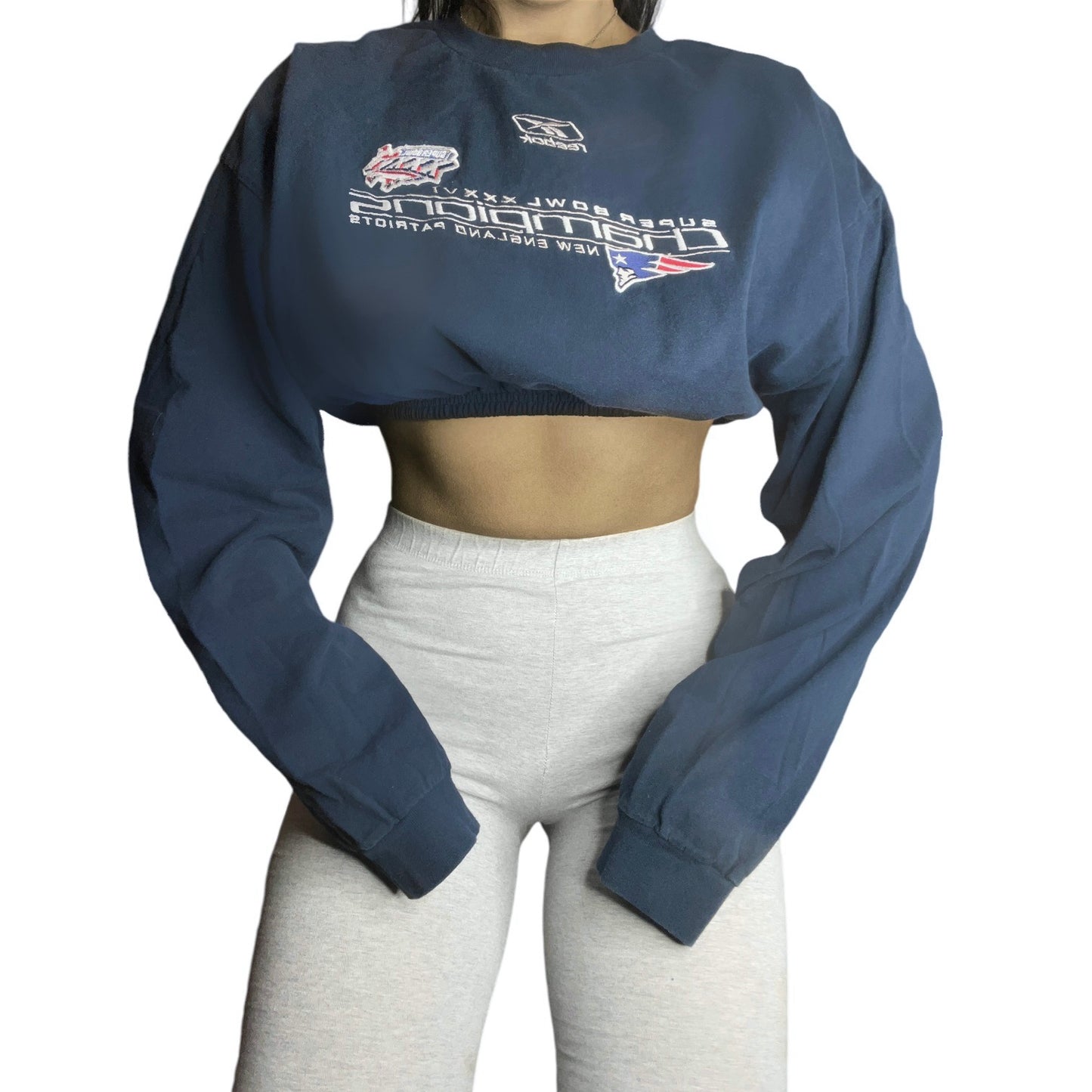 New England Patriots Reworked Vintage Long sleeve Crop Top