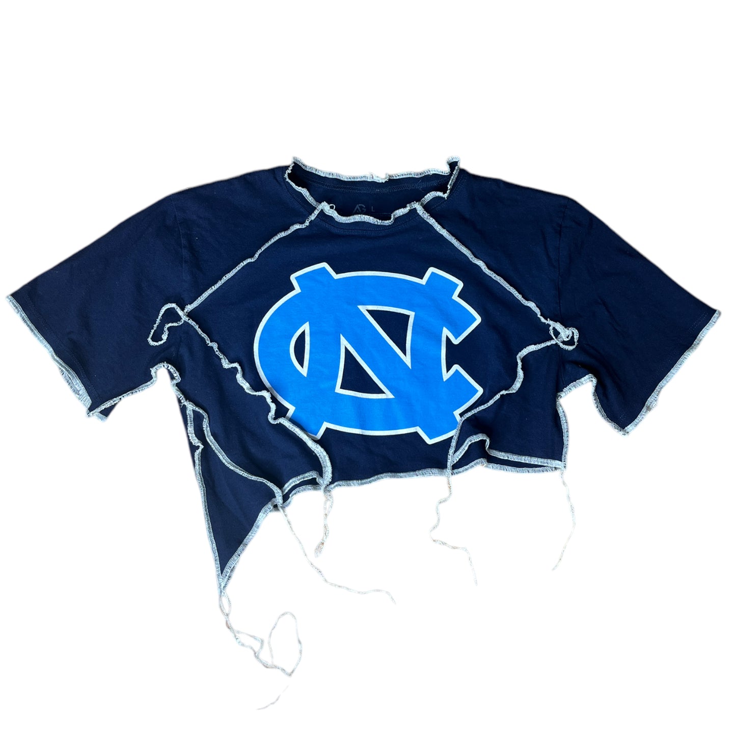 University of North Carolina Reworked Contrast Stitch Crop Top