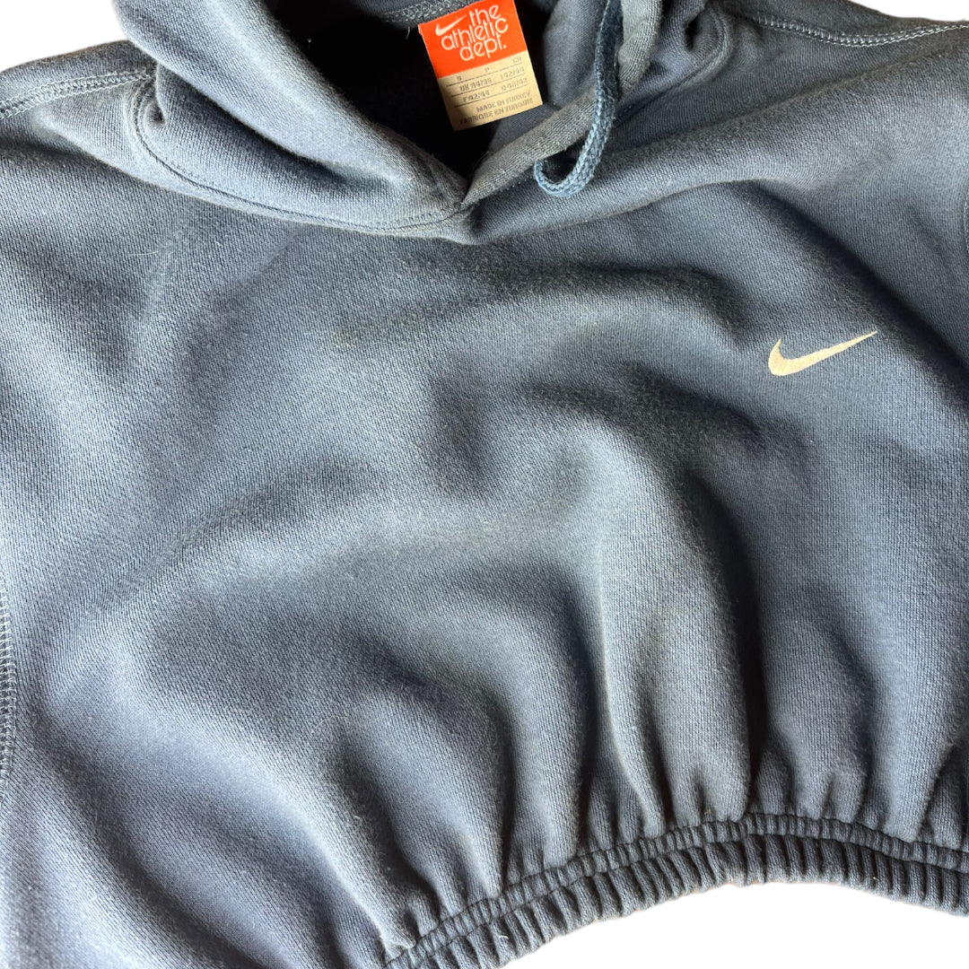 Nike Reworked Blue Crop y2k Hoodie Sweatshirt