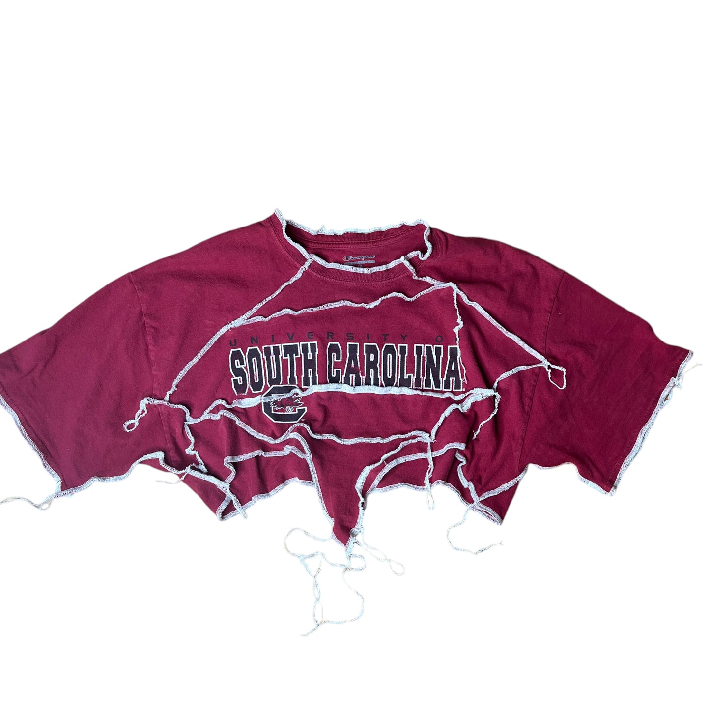 South Carolina Gamecocks Reworked Contrast Stitch Crop Top