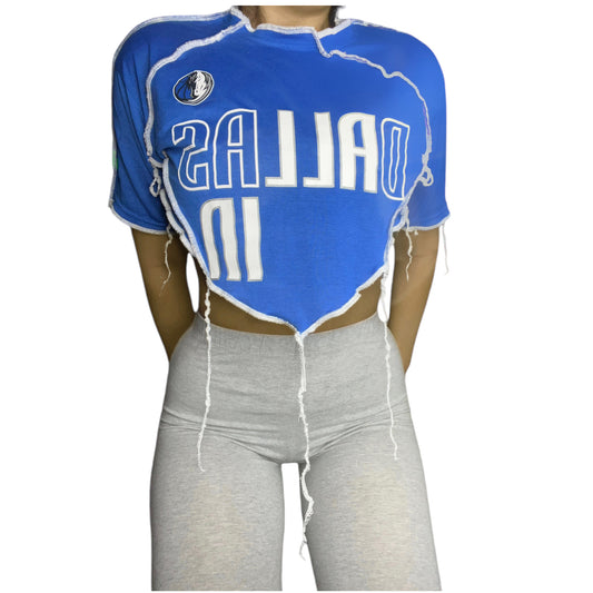 Dallas Mavericks Reworked Contrast Stitch Crop Top