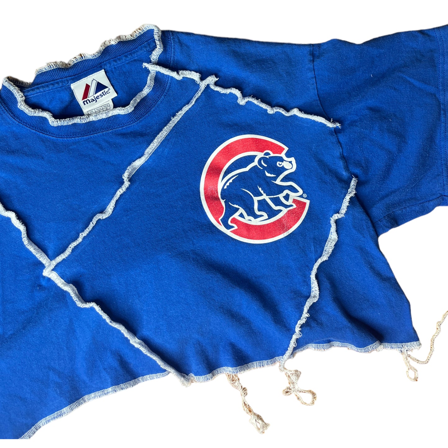 Chicago Cubs Reworked Contrast Stitch Crop Top