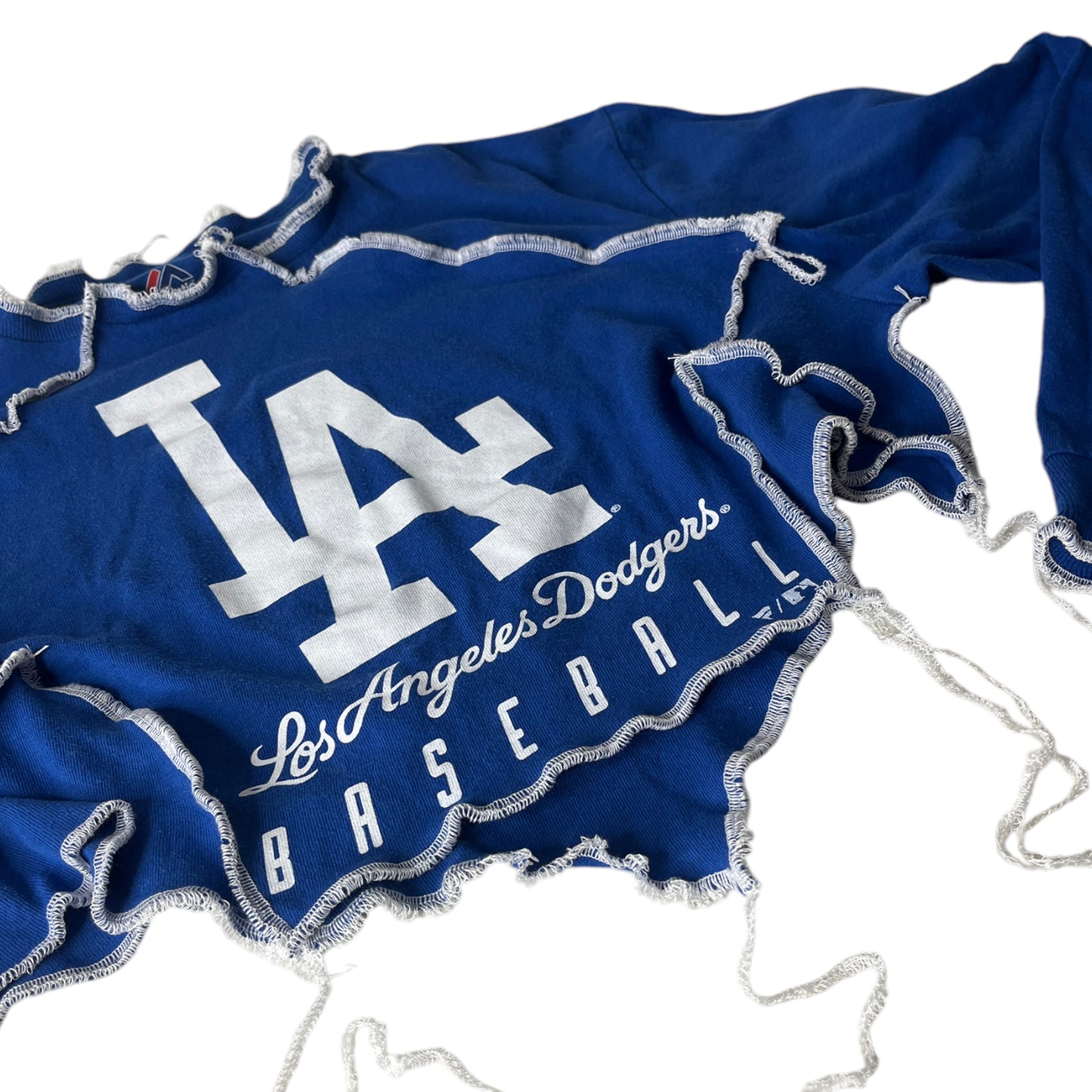 LA Dodgers Reworked Contrast Stitch V Cut Crop Top