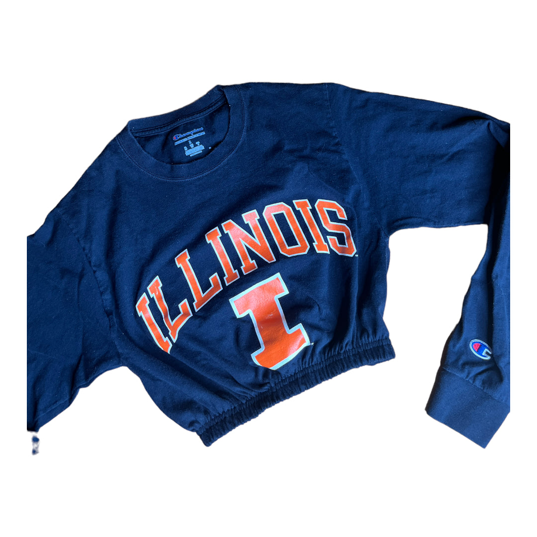 University of Illinois Reworked Long-sleeve Crop Top