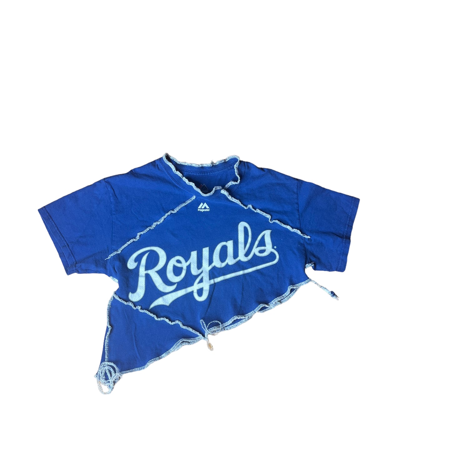 Kansas City Royals Reworked Contrast Stitch Asymmetrical Crop Top