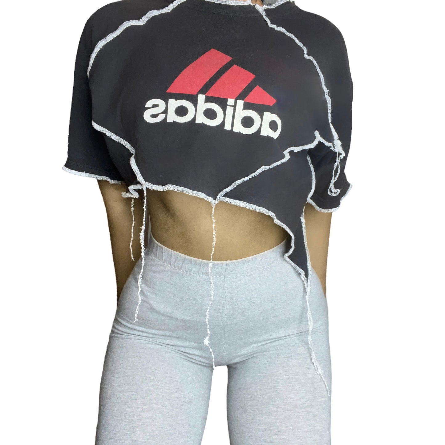 Vintage Adidas Reworked Asymetrical Contrast Stitch Crop Top