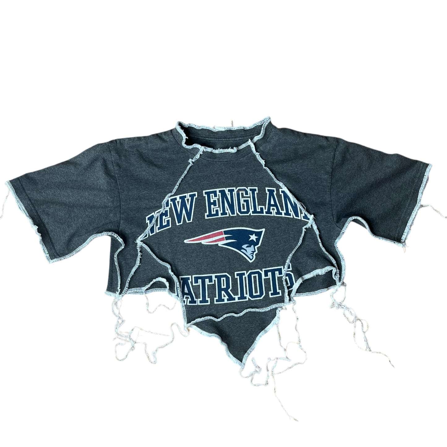 New England Patriots Reworked Contrast Stitch Crop Top