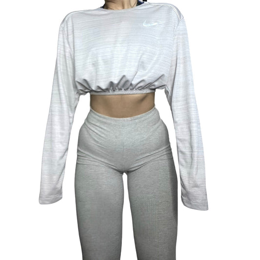 Nike Reworked Longsleeve Drifit Grey Crop Top