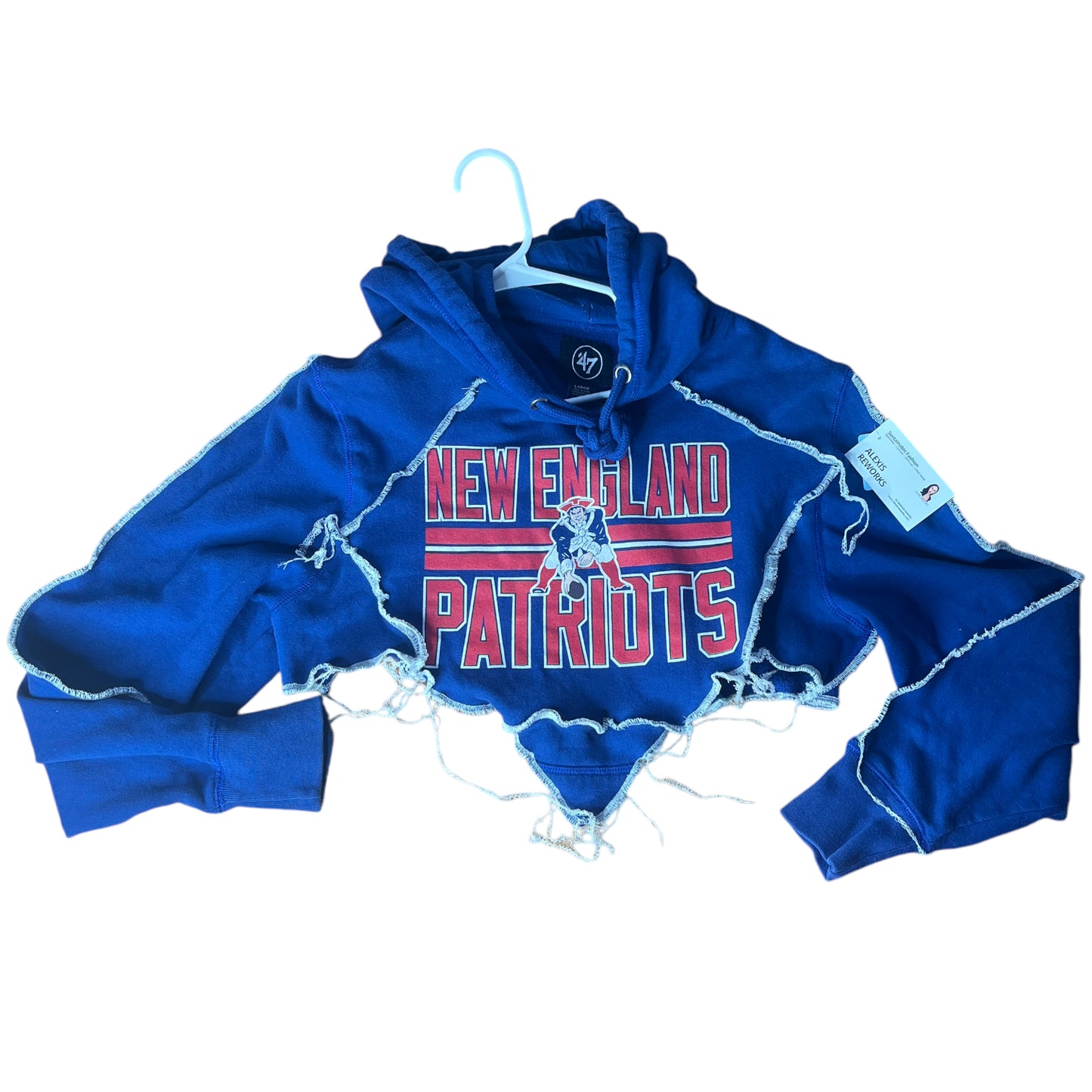 New England Patriots Reworked Contrast Stitch Crop Hoodie