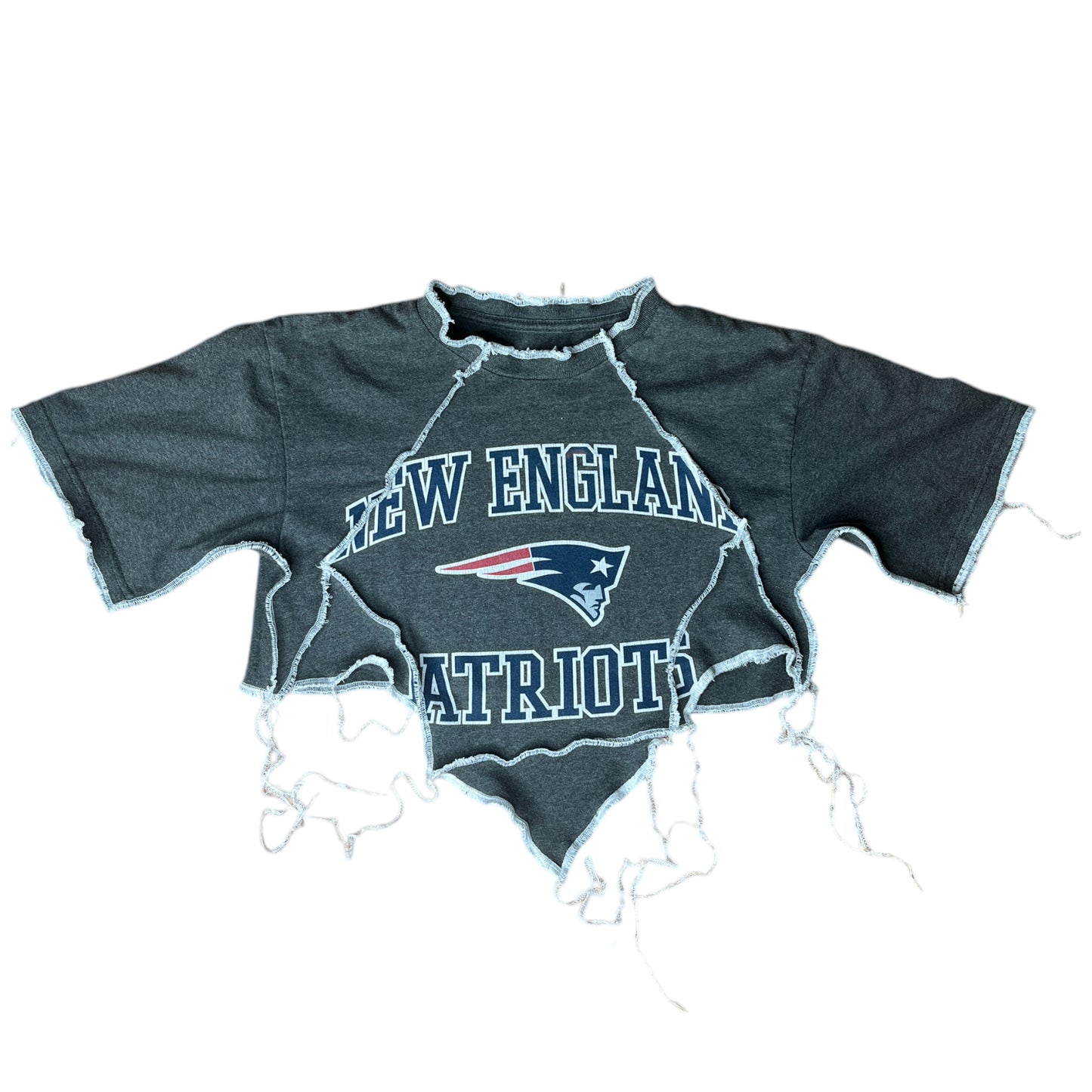 New England Patriots Reworked Contrast Stitch Crop Top