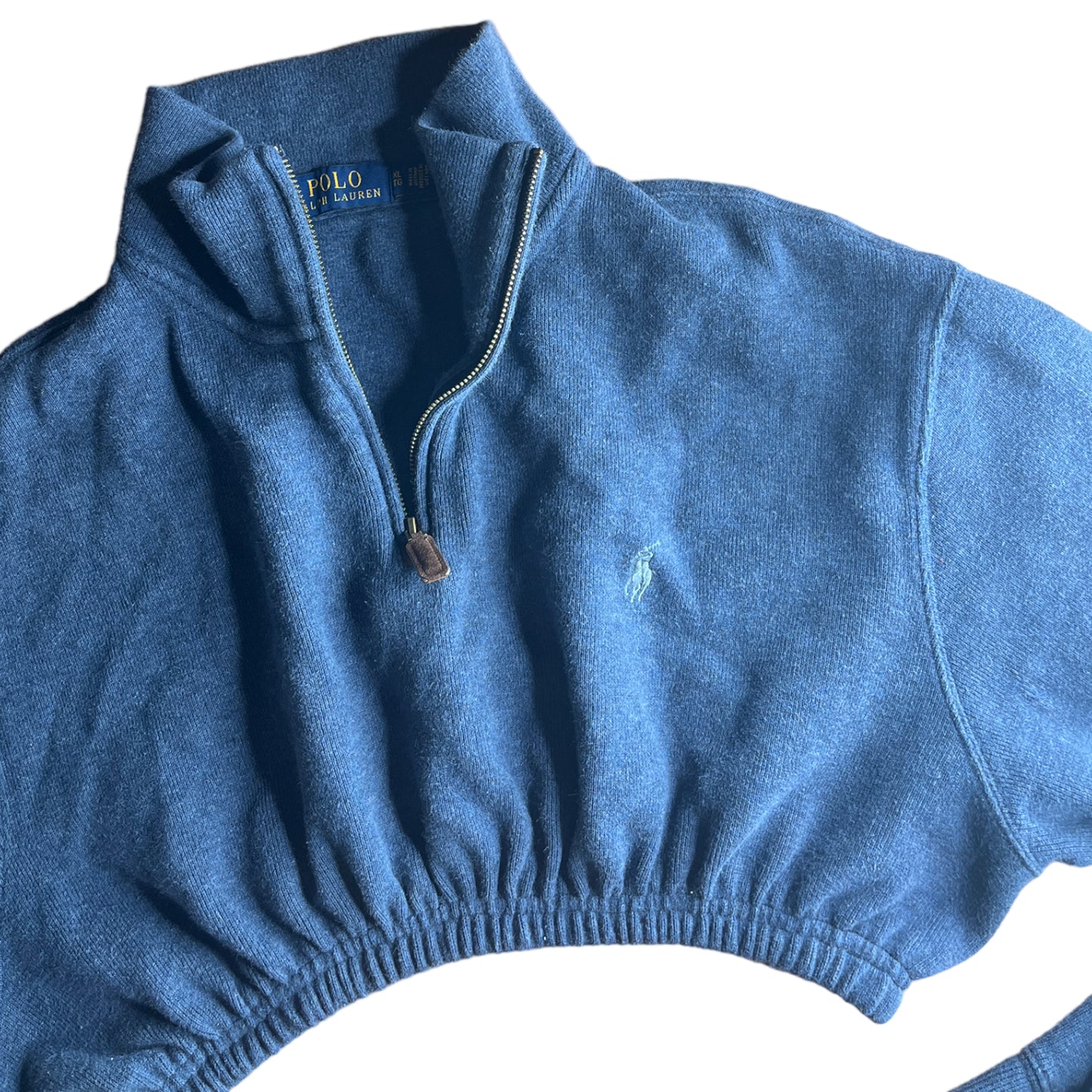 Ralph Lauren Polo Reworked Blue Crop Sweater