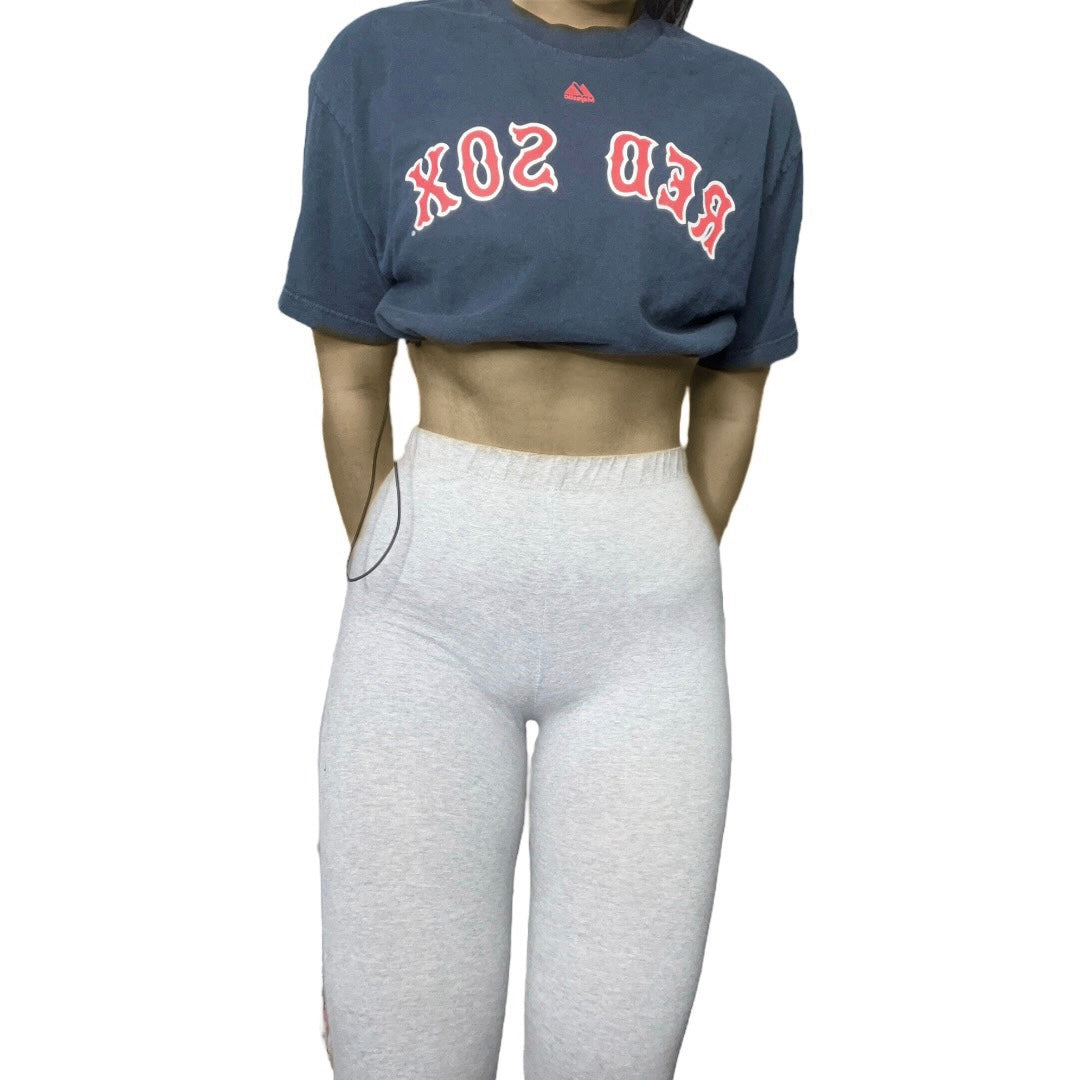 Boston Red Sox Reworked Drawstring Pull Waist Ortiz #34 Crop Top