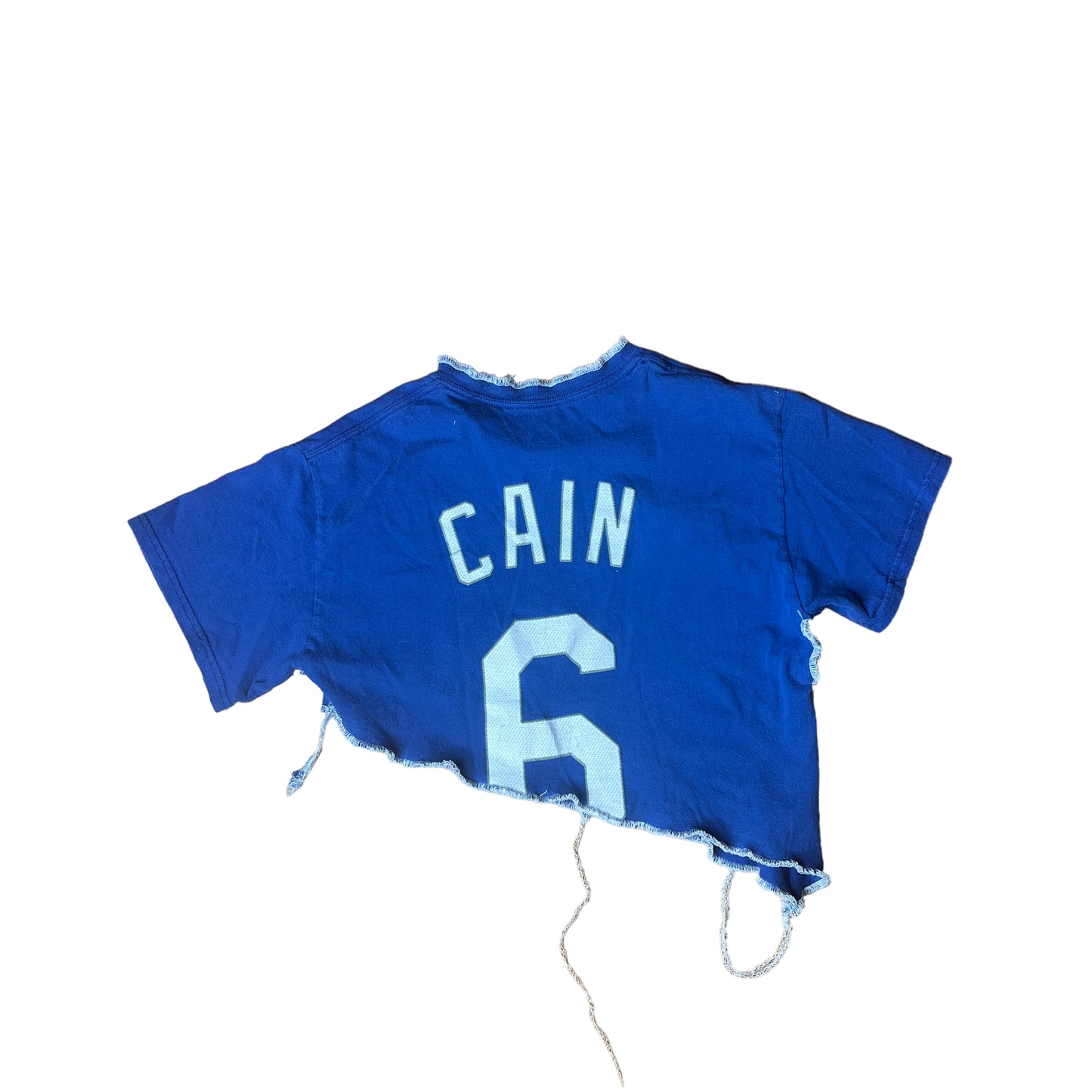 Kansas City Royals Reworked Contrast Stitch Asymmetrical Crop Top