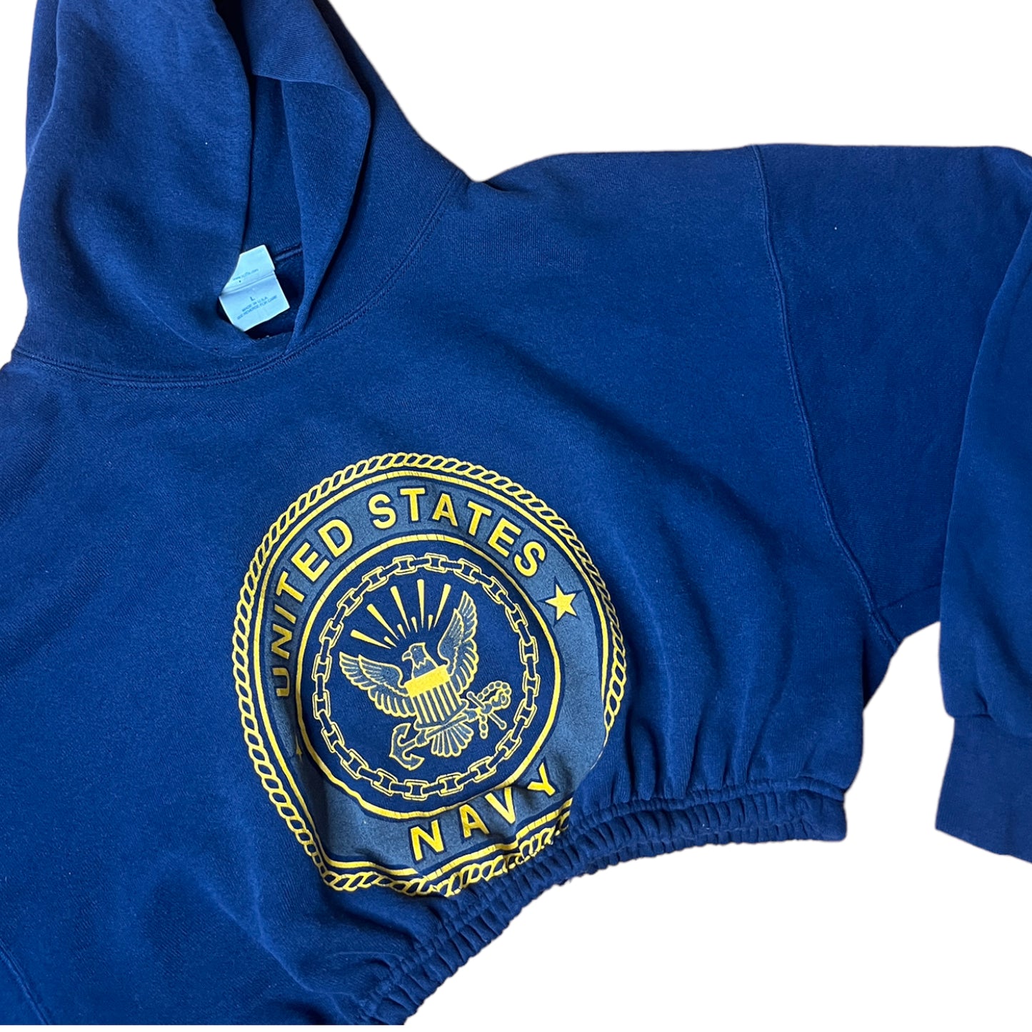 Vintage U.S Navy Reworked Crop Hoodie Sweatshirt