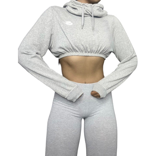 Nike Grey Reworked Crop Hoodie Sweatshirt