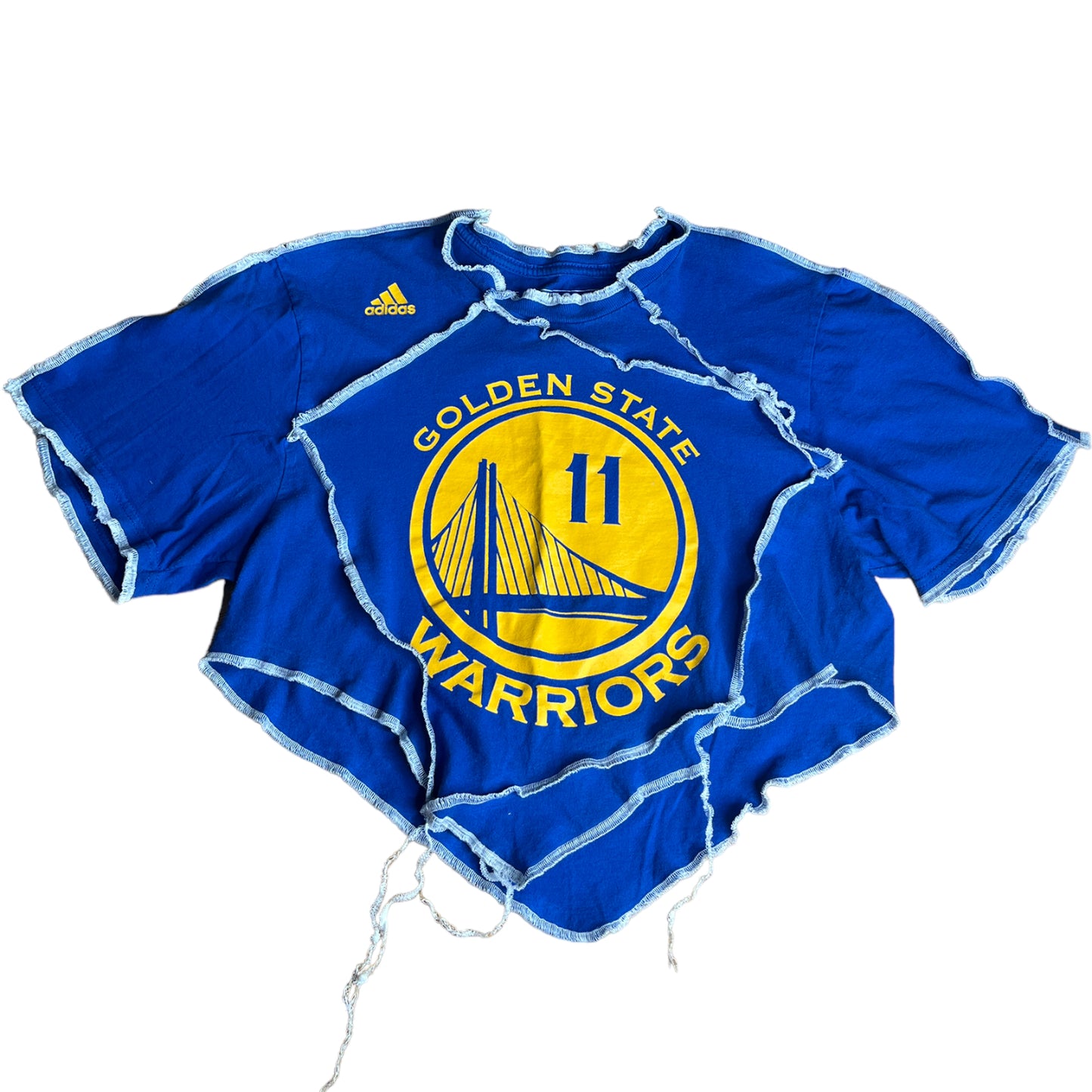 Golden State Warriors Reworked Contrast Stitch V Cut Crop Top