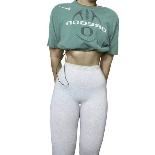 The University of Oregon Reworked Drawstring Pull Waist Crop Top