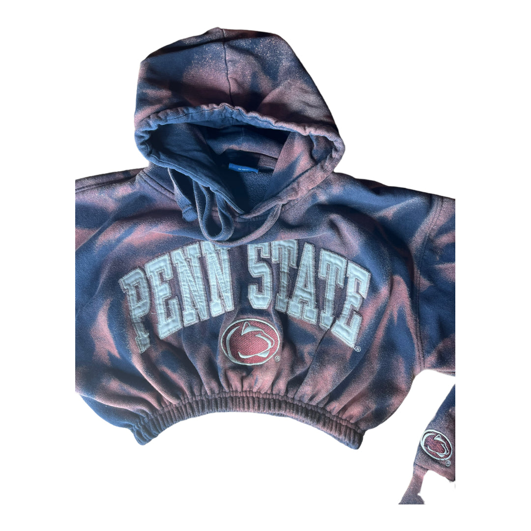 Penn State University Reworked Crop Hoodie Sweatshirt