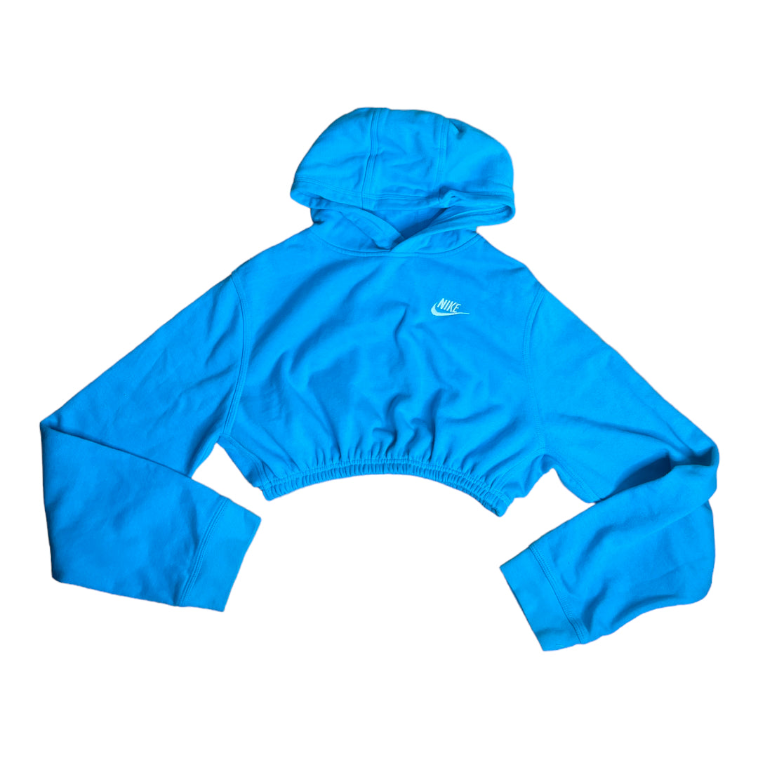 Nike Blue Reworked Crop Hoodie Sweatshirt