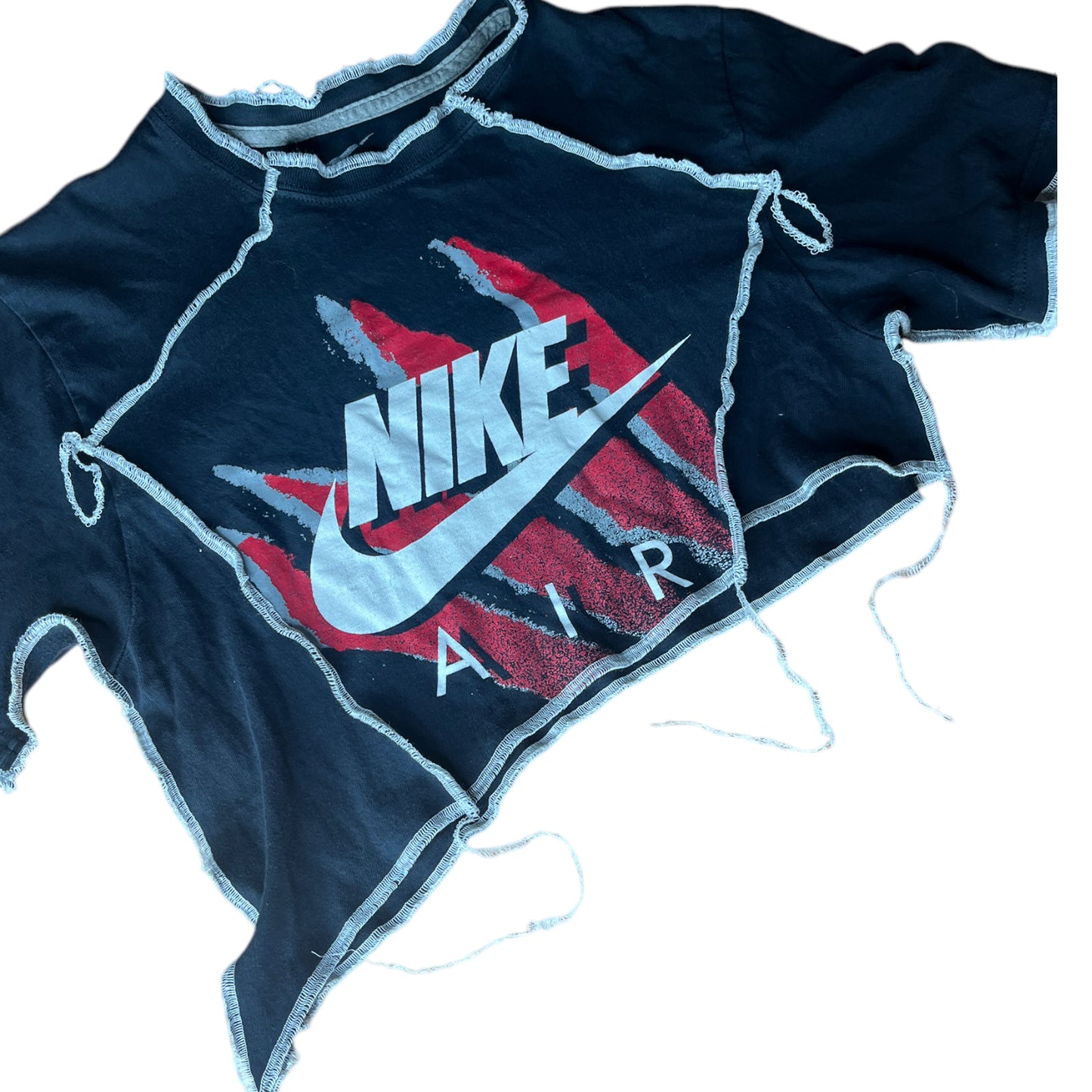 Air Nike Reworked Contrast Stitch Asymmetrical Crop Top