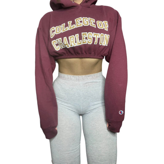 College of Charleston Reworked Crop Hoodie Sweatshirt