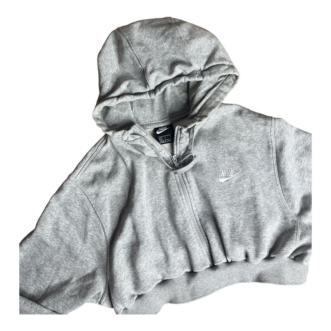 Nike Reworked Grey Crop Zip zip Hoodie