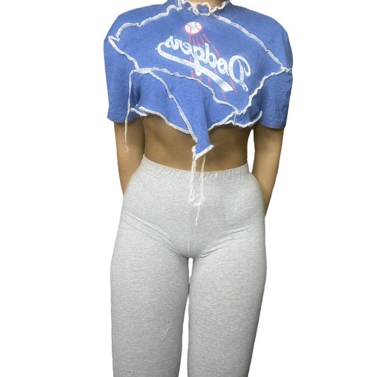 LA Dodgers Reworked Contrast Stitch Crop Top