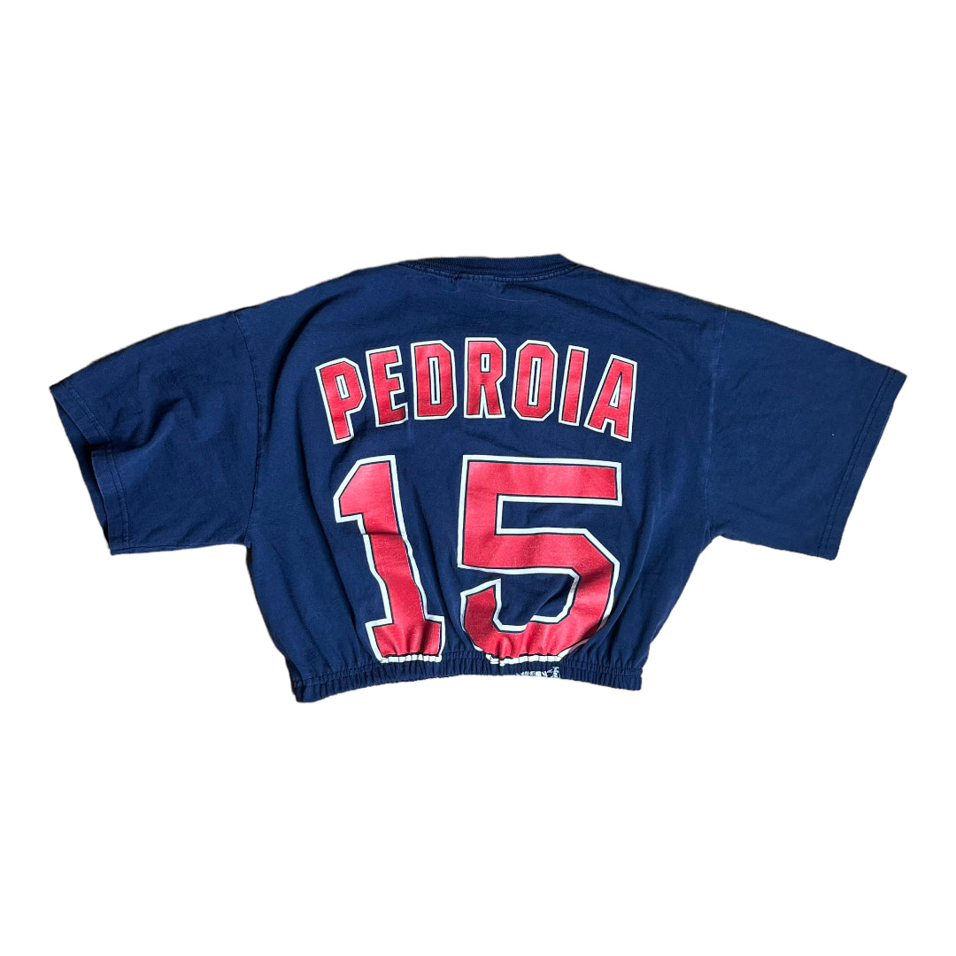 Boston Red Sox Reworked Crop Top - Pedroia #15