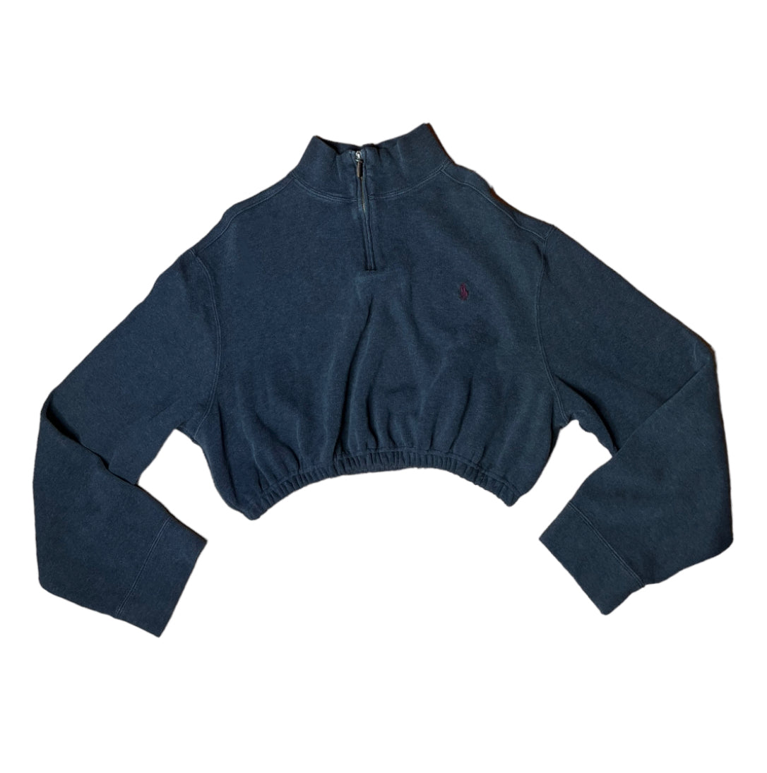 Ralph Lauren Polo Reworked Crop Quarter Zip Up Sweater