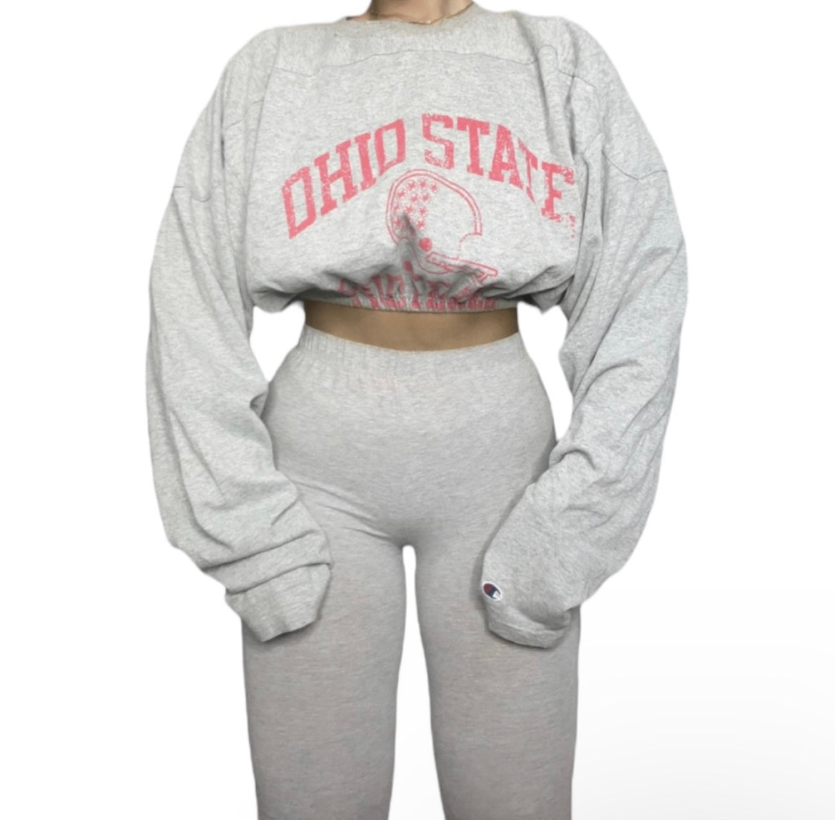 Ohio State University Reworked Crop Crewneck Sweatshirt