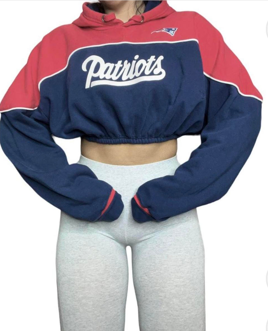 New England Patriots Reworked Crop Hoodie