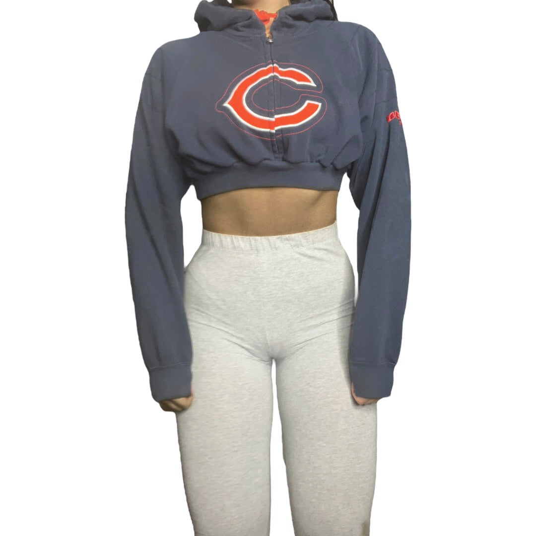 Chicago Bears Reworked Crop Zip Up Hoodie