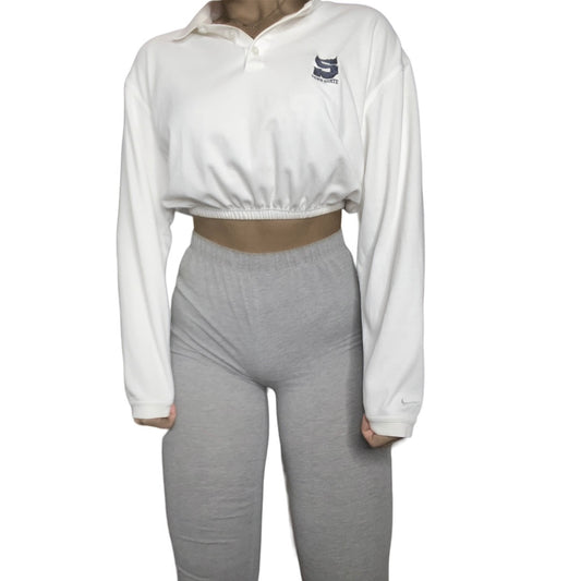 Penn State University Reworked Long-sleeve Crop Top