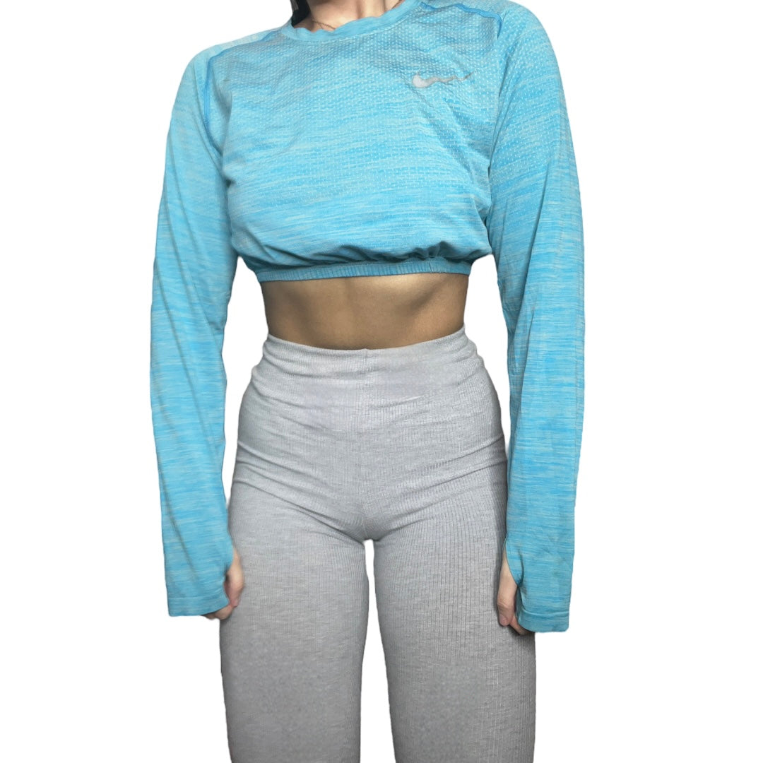 Nike Blue Reworked Longsleeve Crop Top