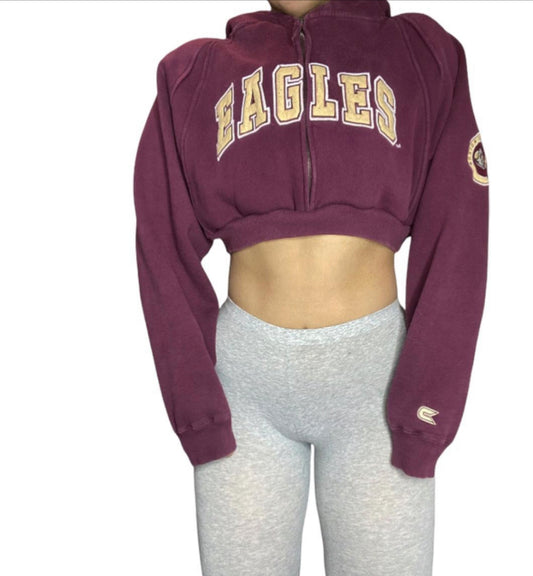 Boston College Reworked Crop Hoodie Zip Up