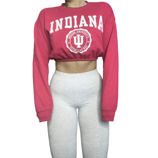 Indiana University Reworked Crop Crewneck Sweatshirt