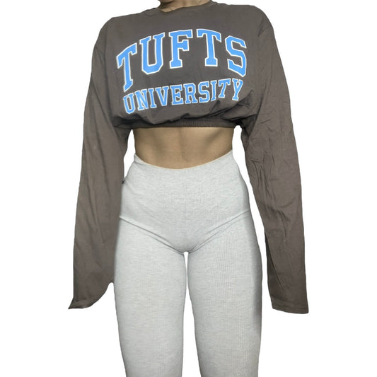 Tufts University Reworked Long sleeve Crop Top