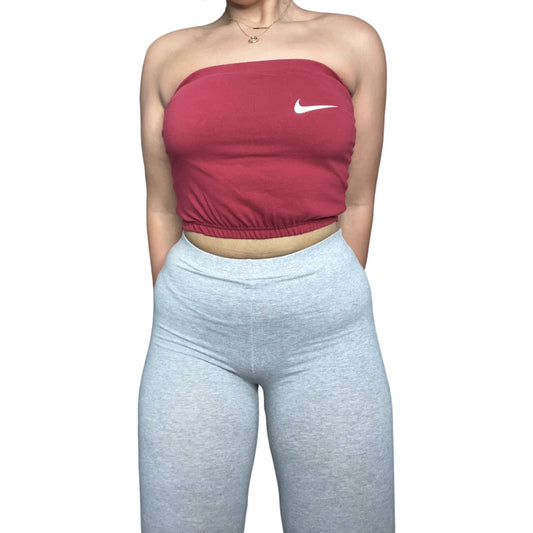 Nike Red Reworked Crop Tube Top